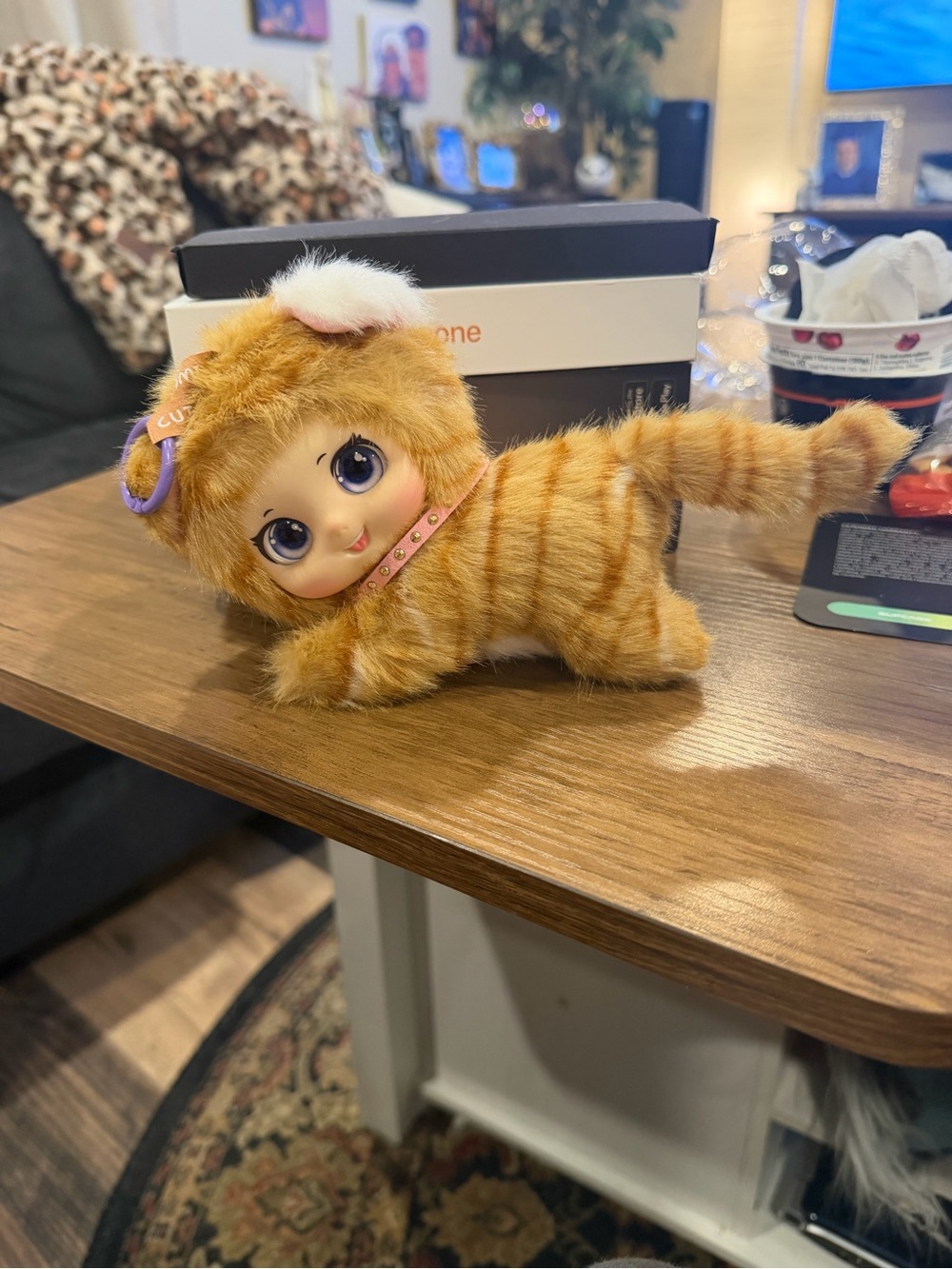Cute vinyl face cat doll /bag clip